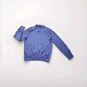 Banana Republic Sweater Men M Purple V Neck LS Silk Cotton Cashmere Blend FLAW